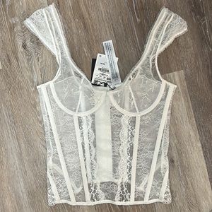 Zara White Lace Corset Top - 36B